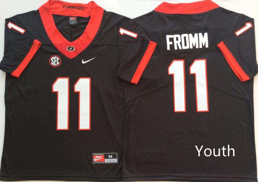 NCAA Youth Georgia Bulldogs Black #11 FROMM jerseys